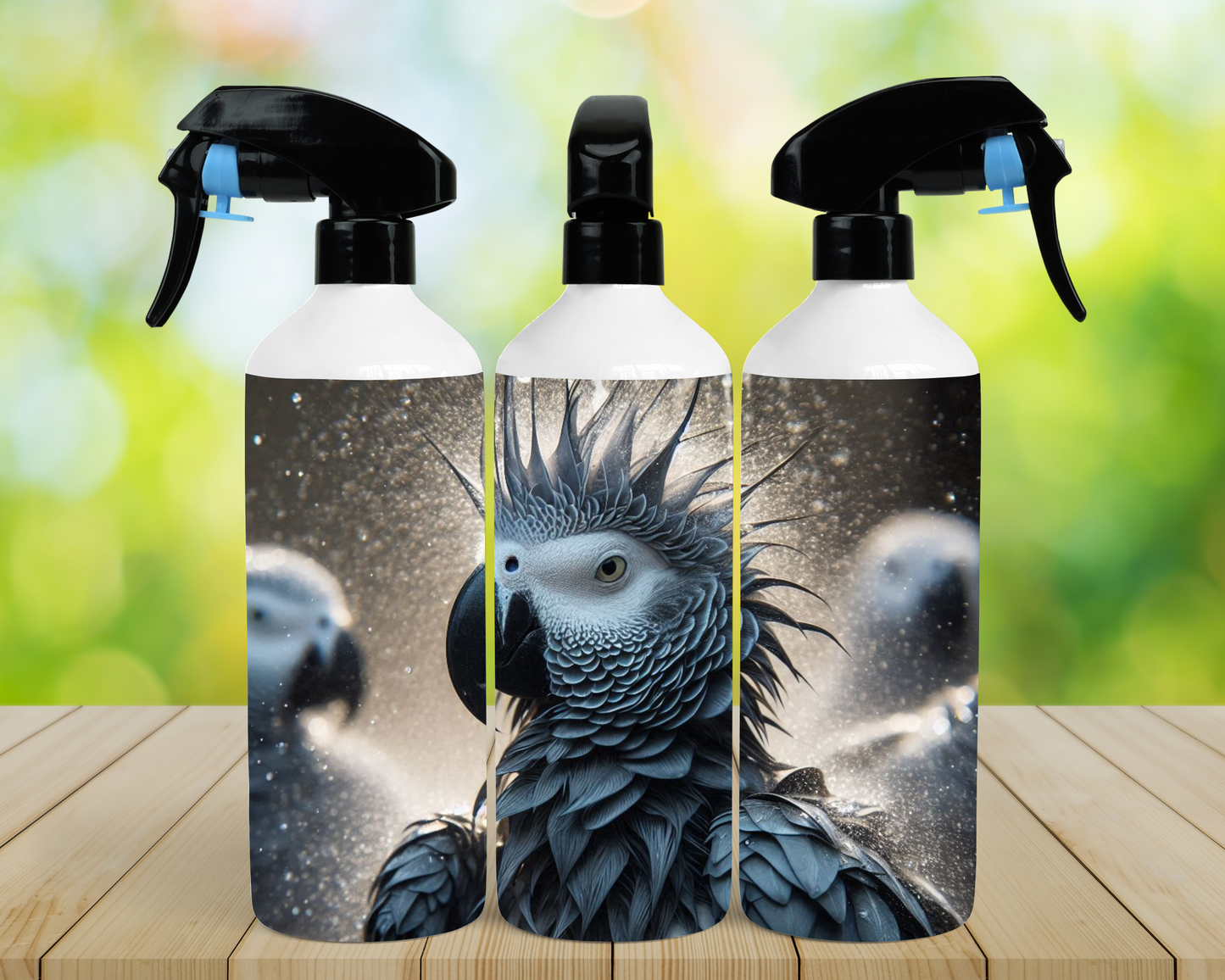 African Grey Wet Spiked Head 16oz Misting Spray Bottle