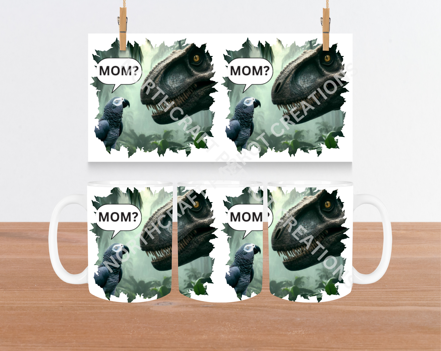 African Grey Dinosaur Mom 15oz Ceramic Mug