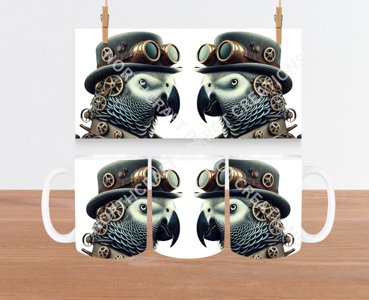 African Grey in a Steampunk Theme 15oz Ceramic Mug
