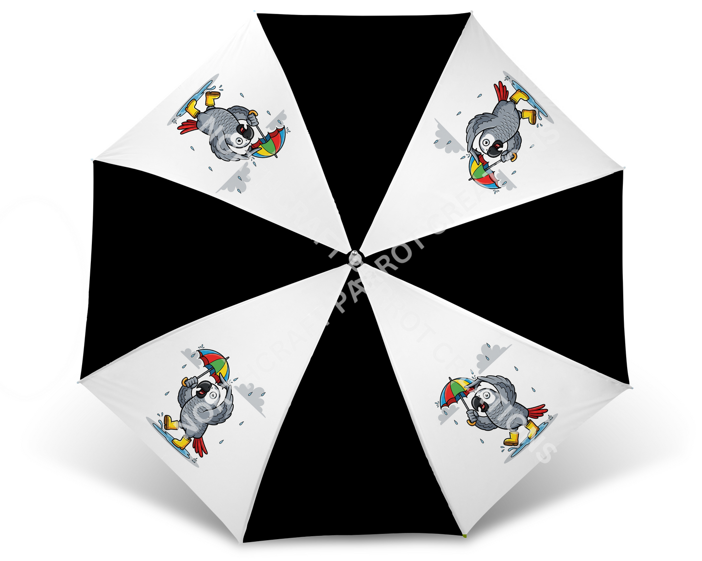African Grey Cartoon in Rain Boots Golf Umbrella