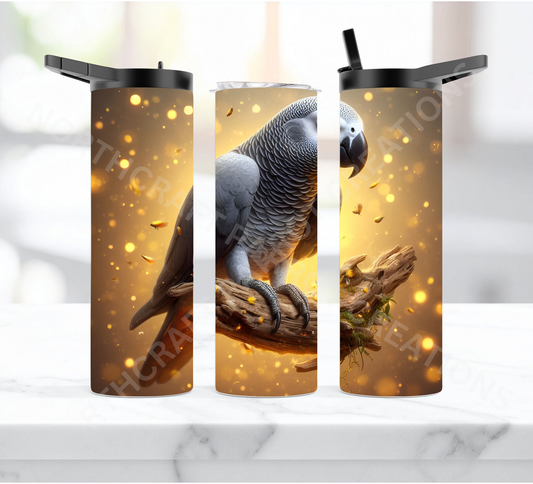 African Grey with Gold Speckled Effect 20oz or 30oz Duo-lid Tumbler