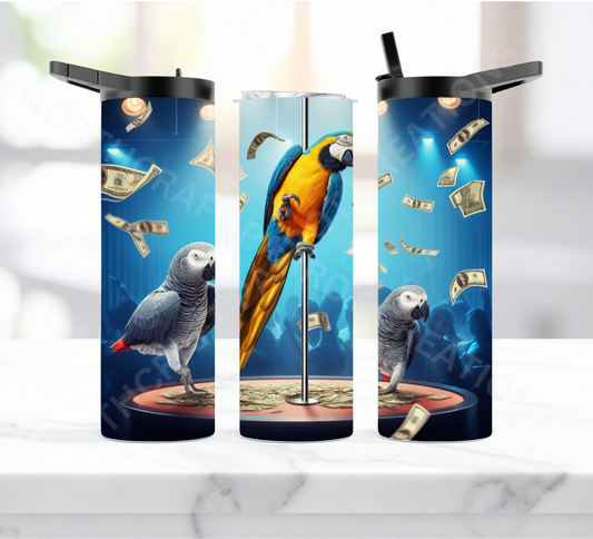African Greys and Blue & Gold Macaws at Club 20oz or 30oz Duo-lid Tumbler