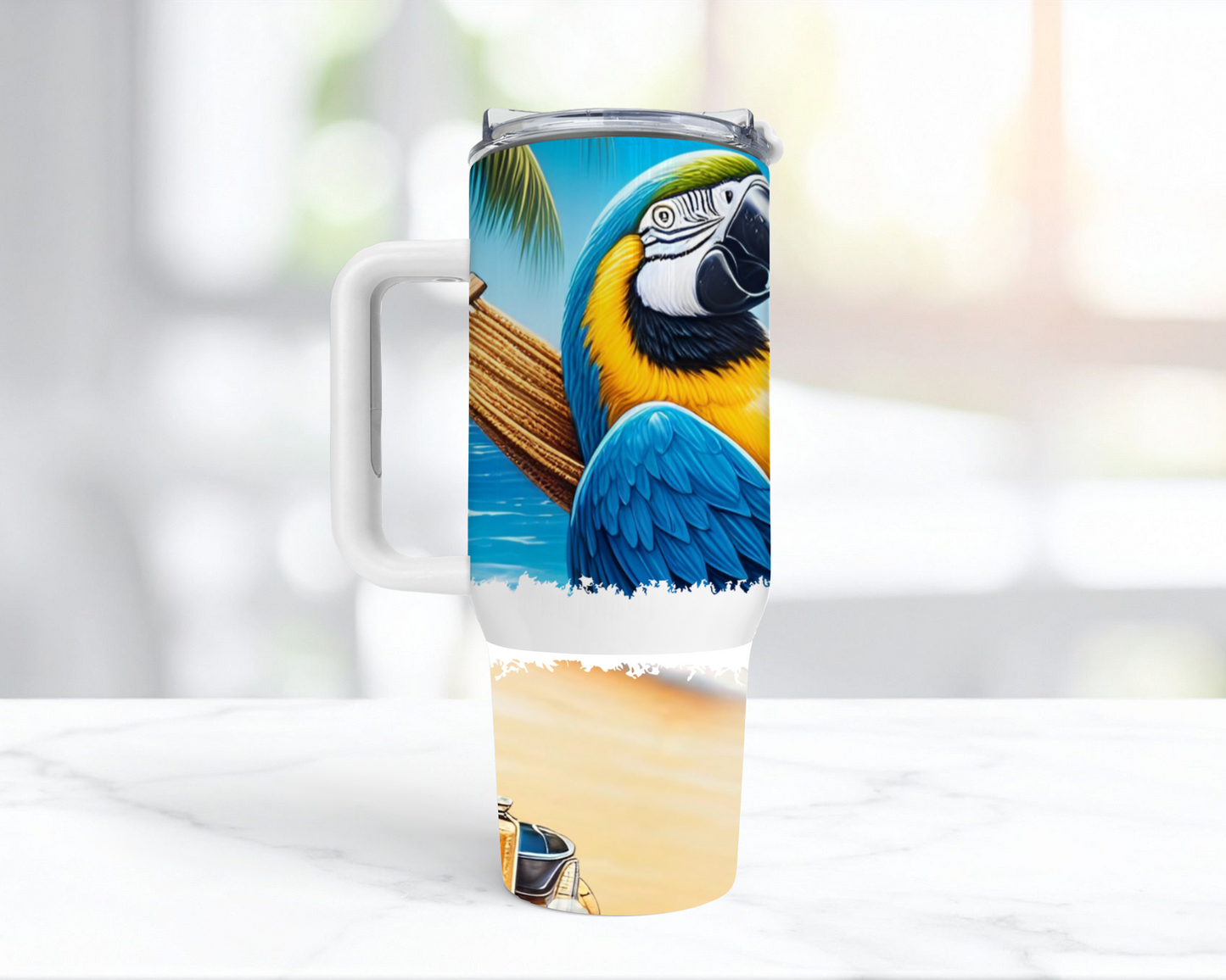 Blue and Gold Macaw on Hammock 40oz Tumbler