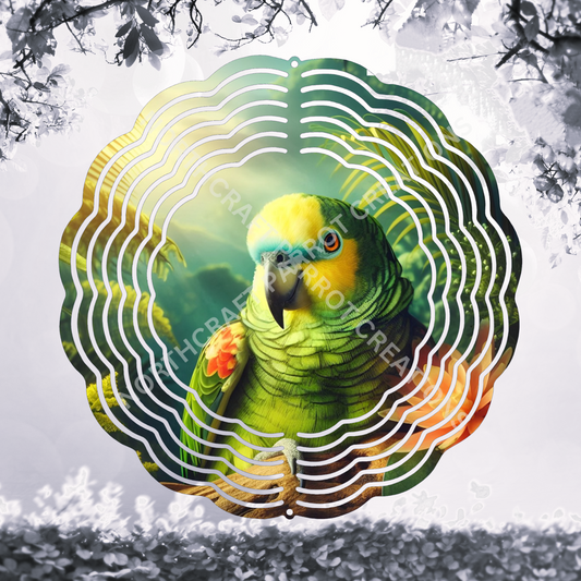 Blue Fronted Amazon in Rainforest 8" or 10" Wind Spinner
