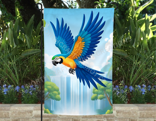 Blue and Gold Macaw Flying Garden Flag