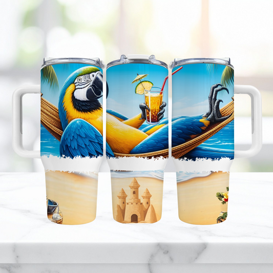 Blue and Gold Macaw on Hammock 40oz Tumbler