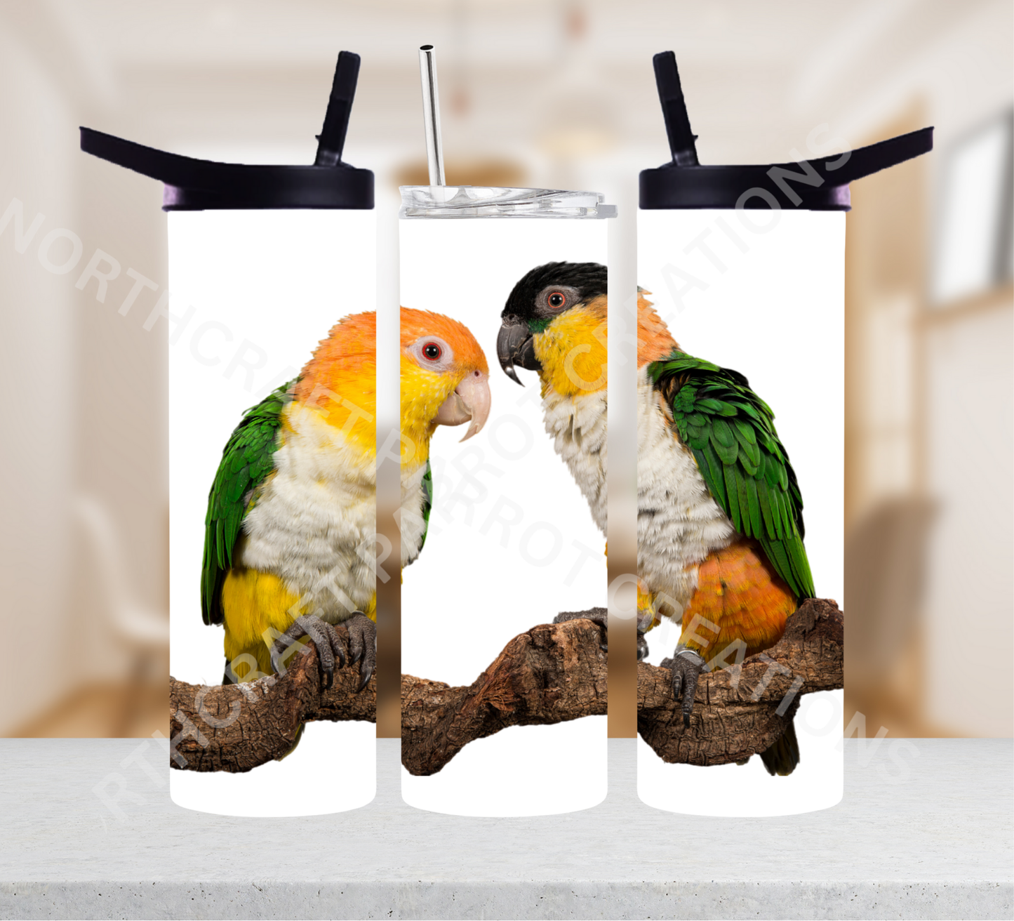 Caique Pair on Branch 20oz or 30oz Tumbler