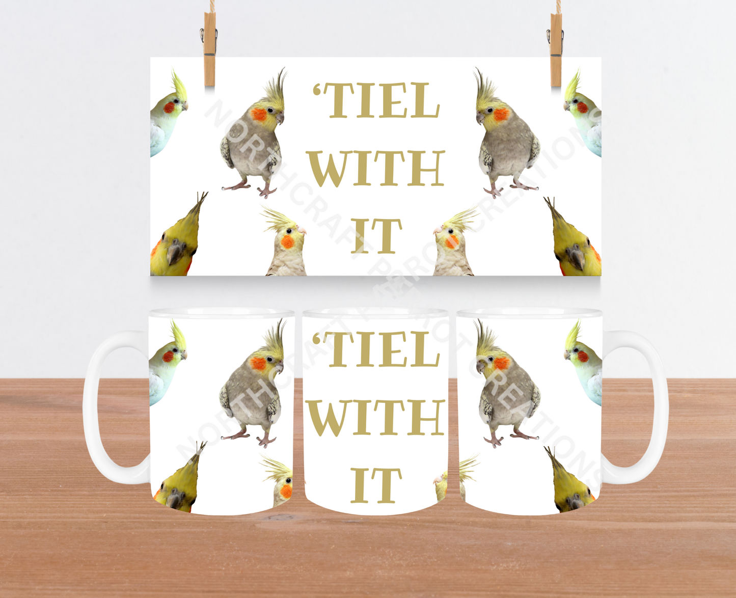 Cockatiel "Tiel With It" White Background 15oz Ceramic Mug