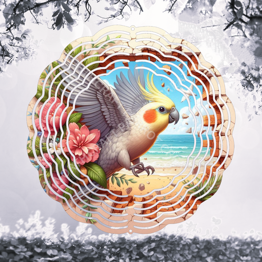 Cockatiel Breaking Through Wall 8" or 10" Wind Spinner