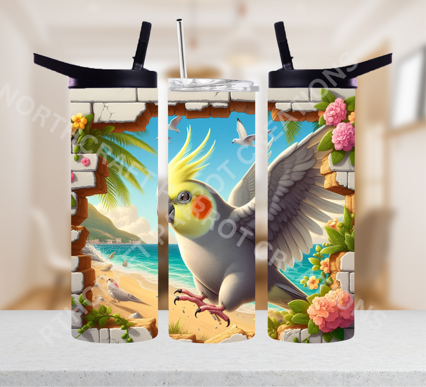 Cockatiel Hole in the Wall 20oz or 30oz Tumbler