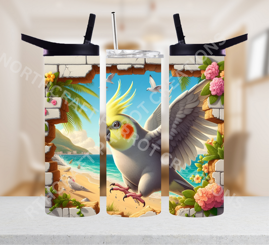 Cockatiel Hole in the Wall 20oz or 30oz Tumbler