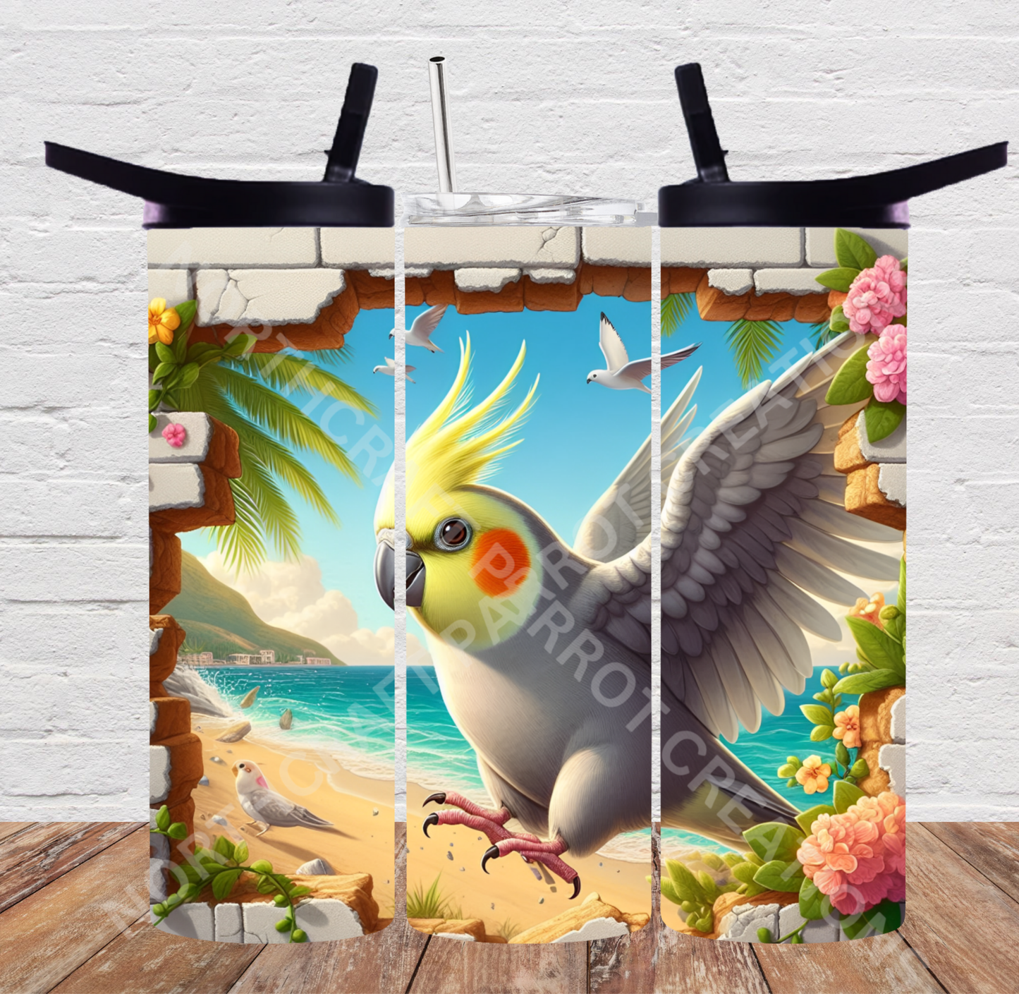 Cockatiel Hole in the Wall 20oz or 30oz Tumbler