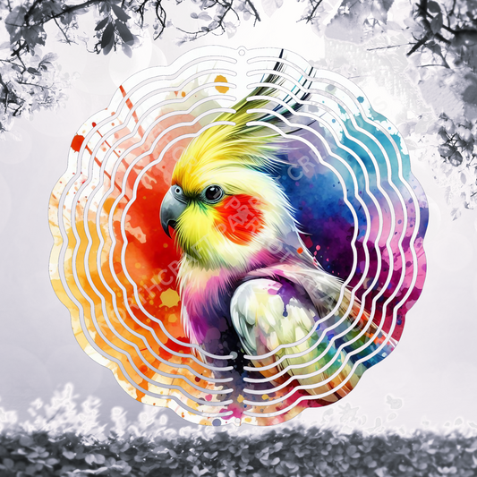 Cockatiel Paint Splatter 8" or 10" Wind Spinner