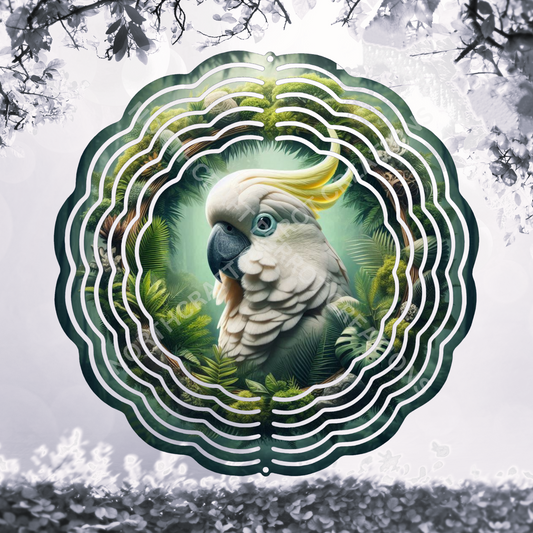 Cockatoo in a Tropical Setting 8" or 10" Wind Spinner