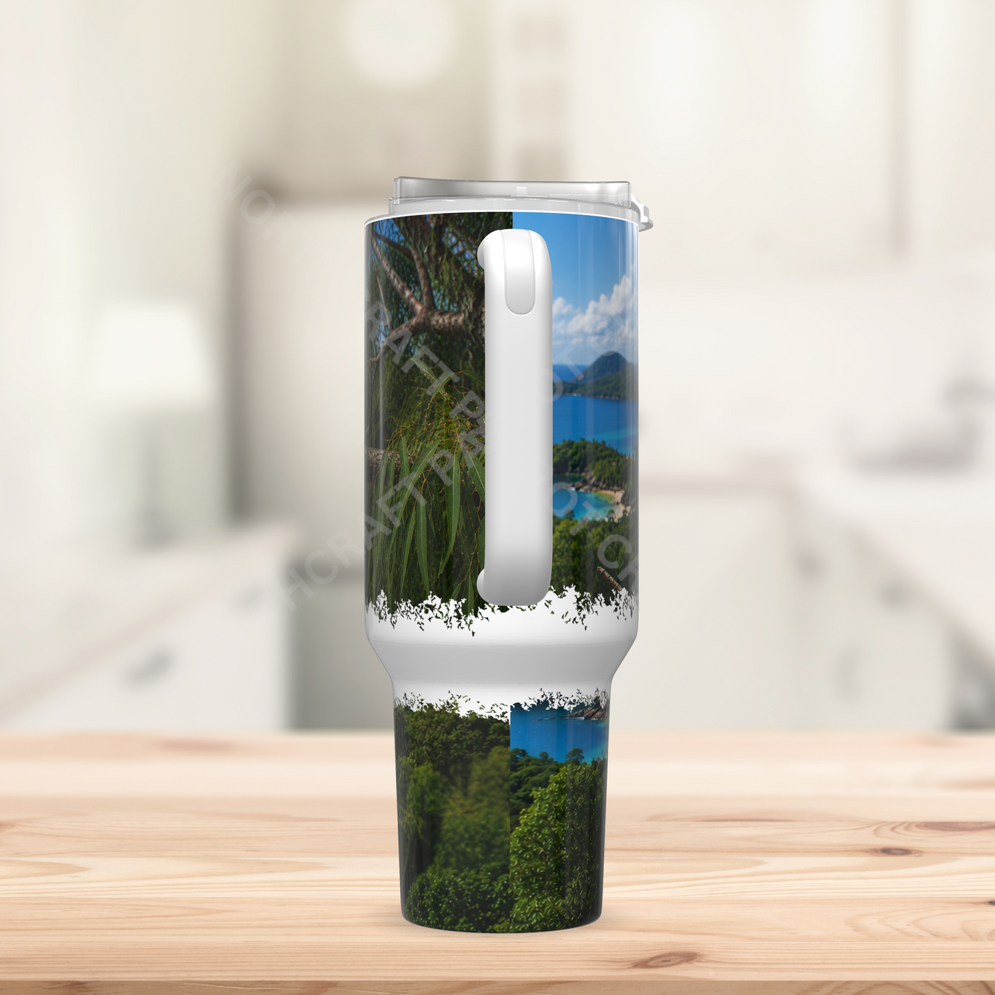 Cockatoo with Ocean Overview, Nature Setting 40oz Stainless Steel Parrot Tumbler
