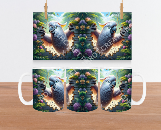 Cockatoo Breaking Through Wall with Claws 15oz Ceramic Mug