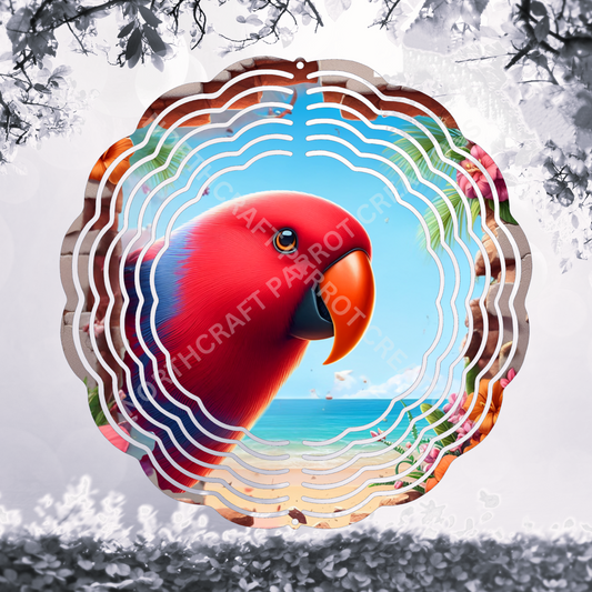 Eclectus (Female red) Hole in Wall 8" or 10" Wind Spinner