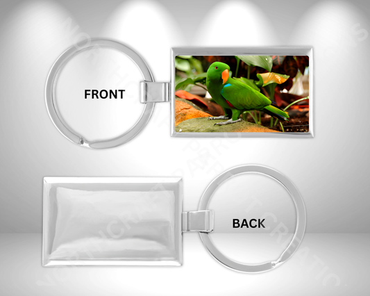 Eclectus Green Male Rectangle Metal Keychain
