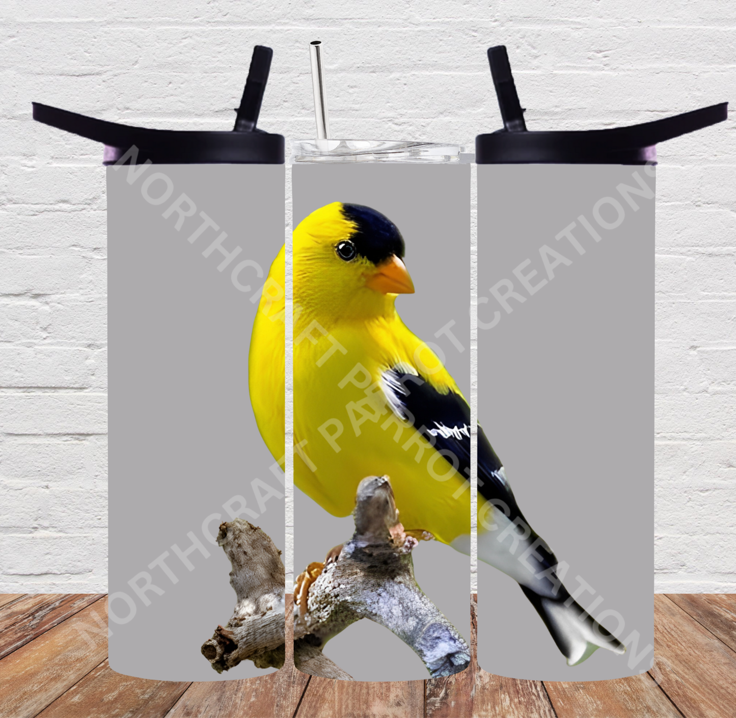 Finch Yellow & Black on a Branch 20oz or 30oz Tumbler