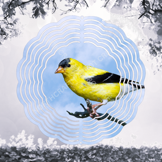 Finch (Gold & Black) Blue Sky 8" or 10" Wind Spinner