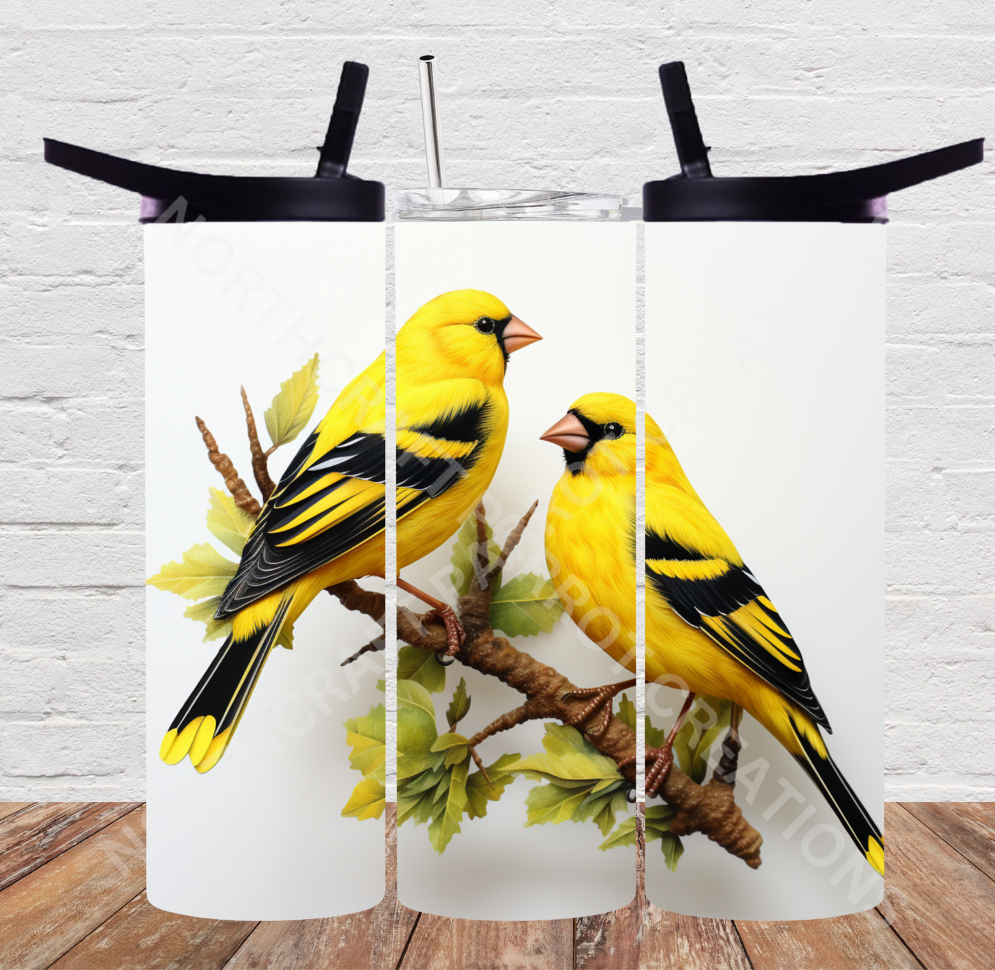 Finch Pair - Gold Colored 20oz or 30oz Tumbler