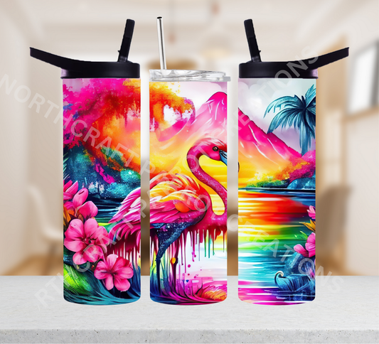 Flamingo with Rainbow Effect 20oz or 30oz Tumbler