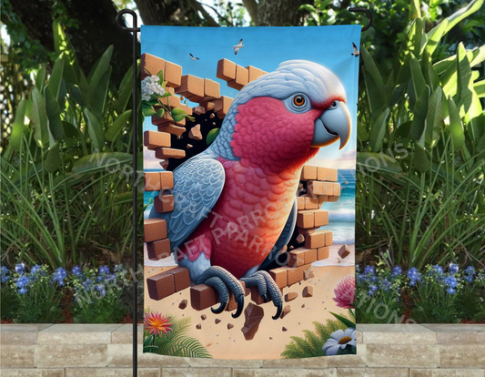 Galah (Rose Breasted) Cockatoo Breaking through a Wall Garden Flag