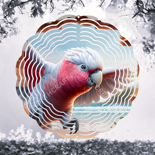 Galah Cockatoo (Rose-Breasted) Breaking Through Wall 8" or 10" Wind Spinner