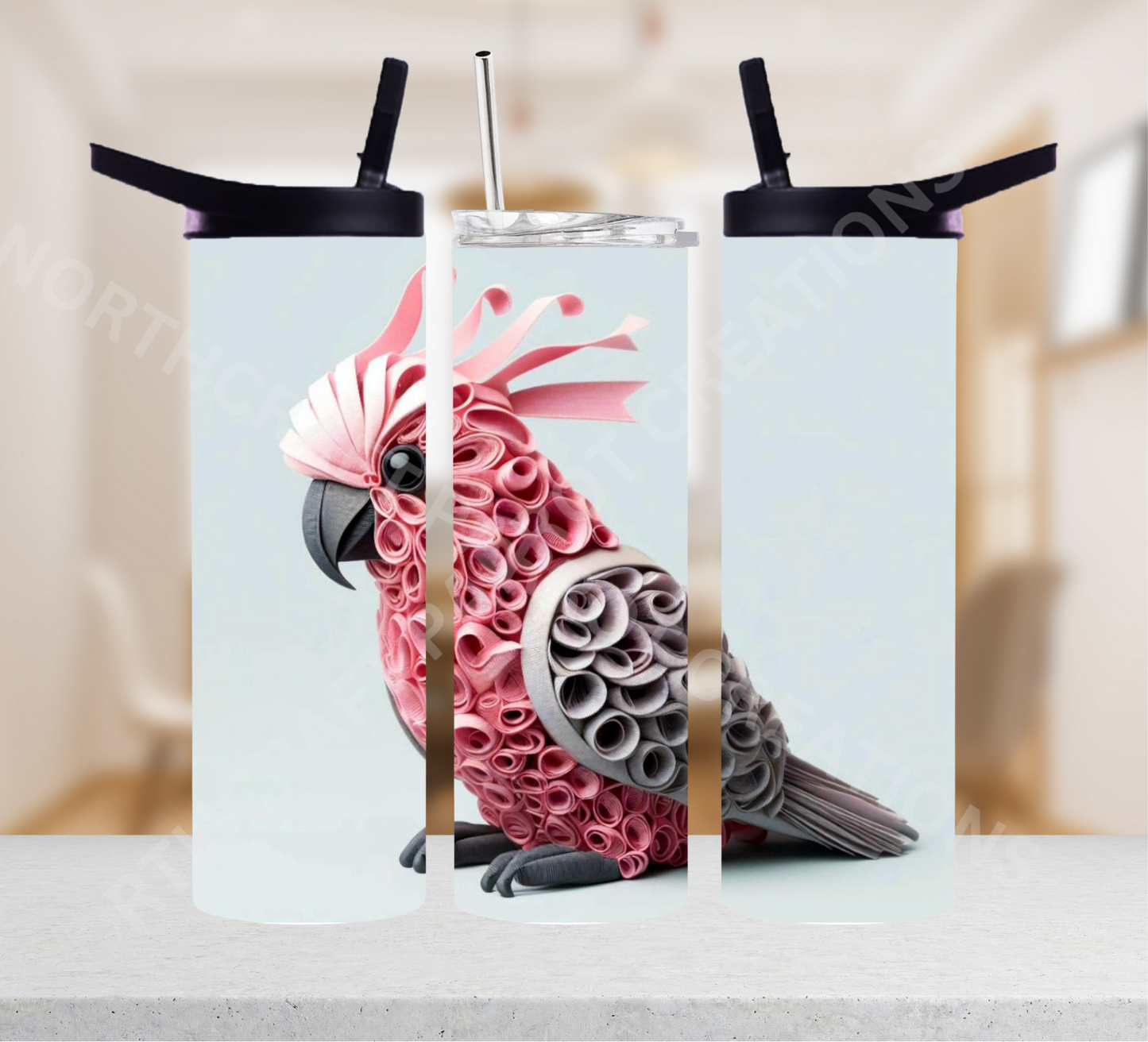 Galah Cockatoo (Rose-Breasted) Ribbon Effect 20oz or 30oz Tumbler