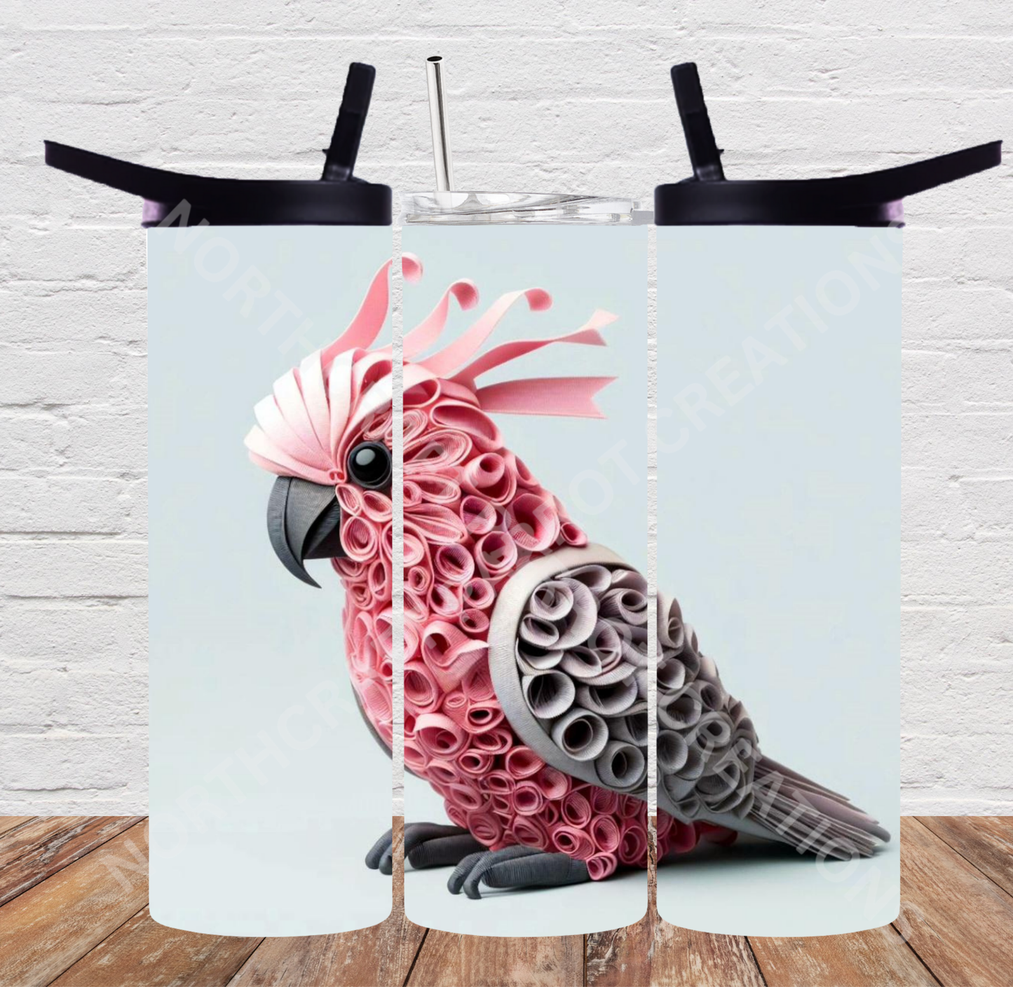 Galah Cockatoo (Rose-Breasted) Ribbon Effect 20oz or 30oz Tumbler