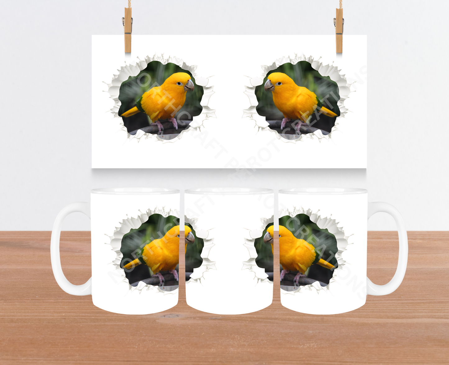 Golden Conure (Darker) Hole in Wall 15oz Ceramic Mug