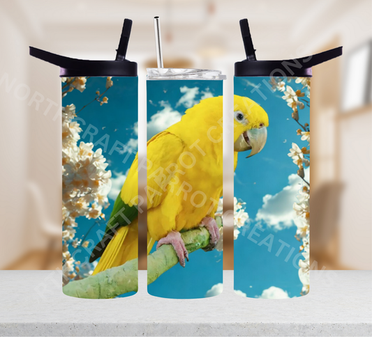 Golden Conure with Flowers and Clouds 20oz or 30oz
