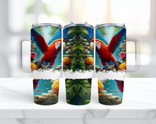 Green-winged Macaw (Greenwing) Breaking Through Wall 40oz Tumbler