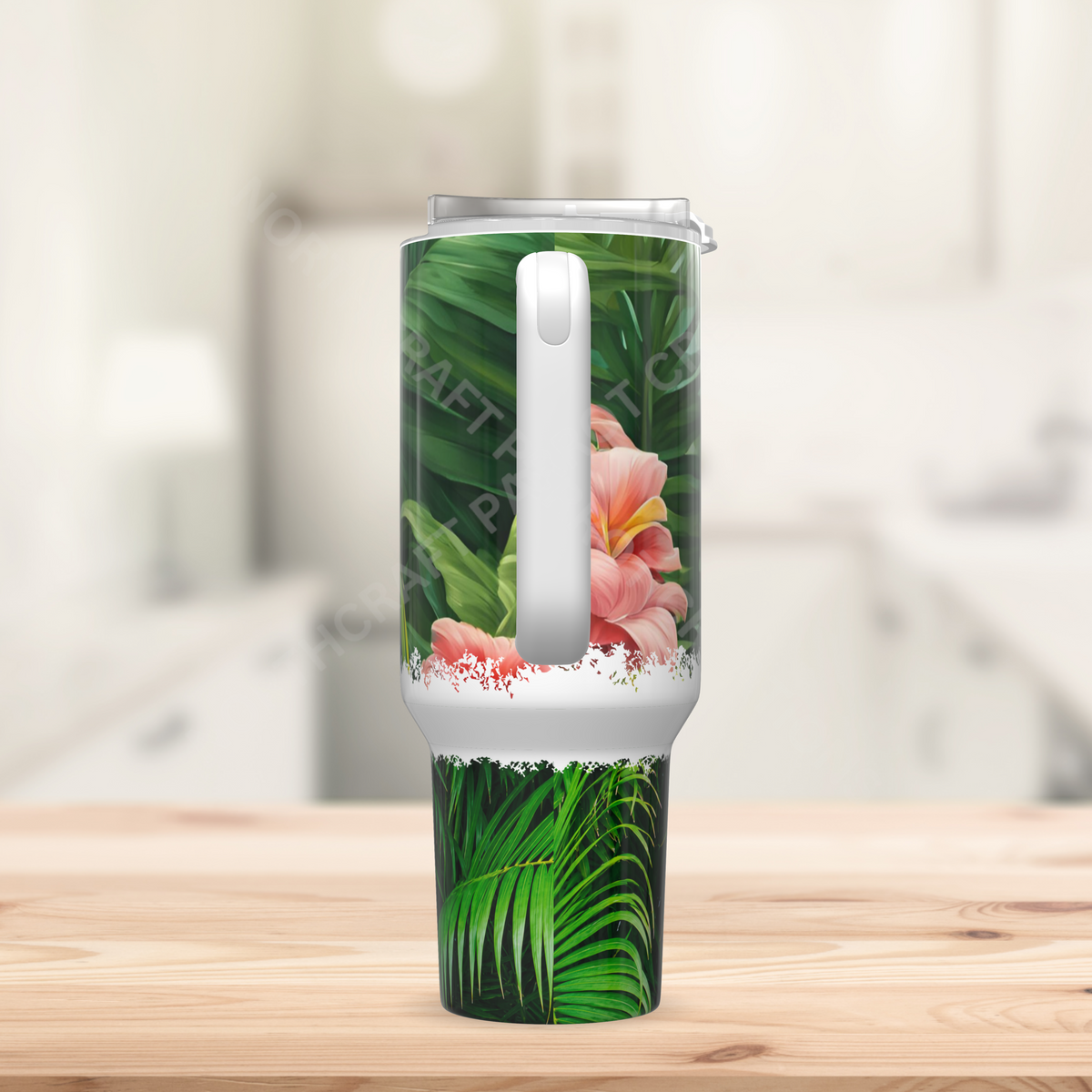 Green-winged Macaw (Greenwing) Head Shot with Ferns 40oz Stainless Steel Tumbler
