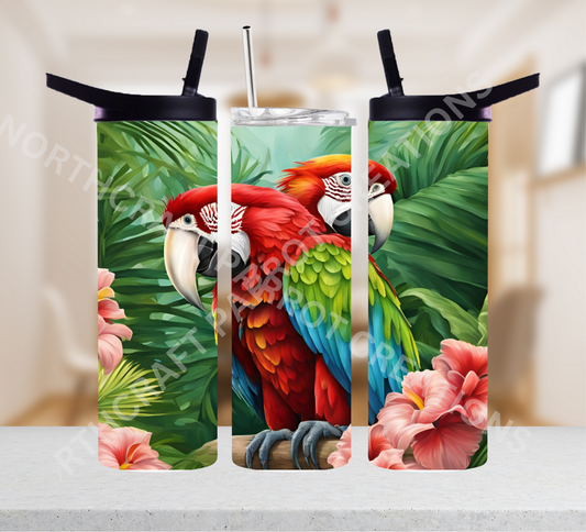 Green-winged Macaw (Greenwing) Pair in Rainforest 20oz or 30oz Tumbler
