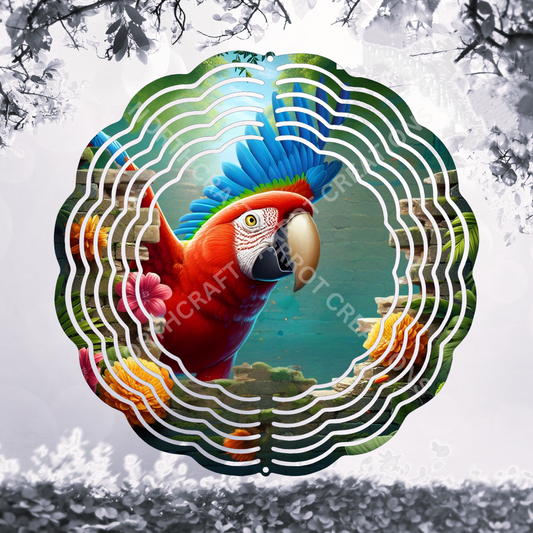 Green-winged Macaw (Greenwing) Breaking Through Wall 8" or 10" Wing Spinner