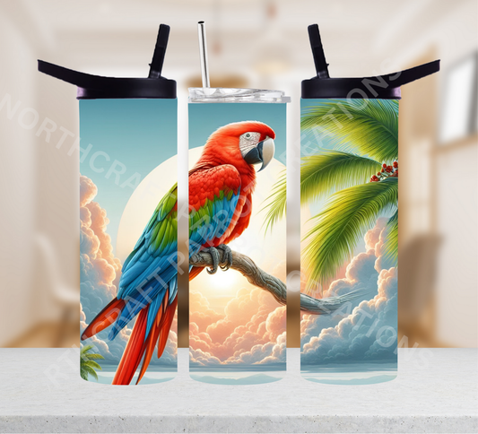 Green-winged Macaw (Greenwing) Sun Background 20oz or 30oz Tumbler