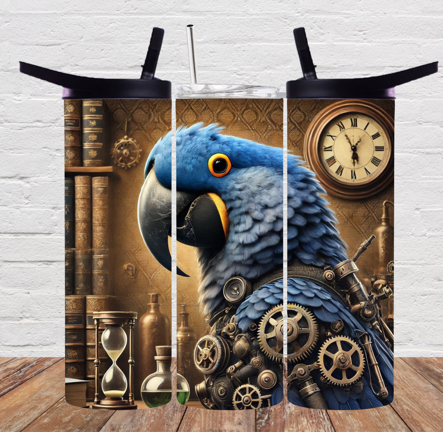 Hyacinth Macaw in Steampunk Theme 20oz or 30oz Tumbler