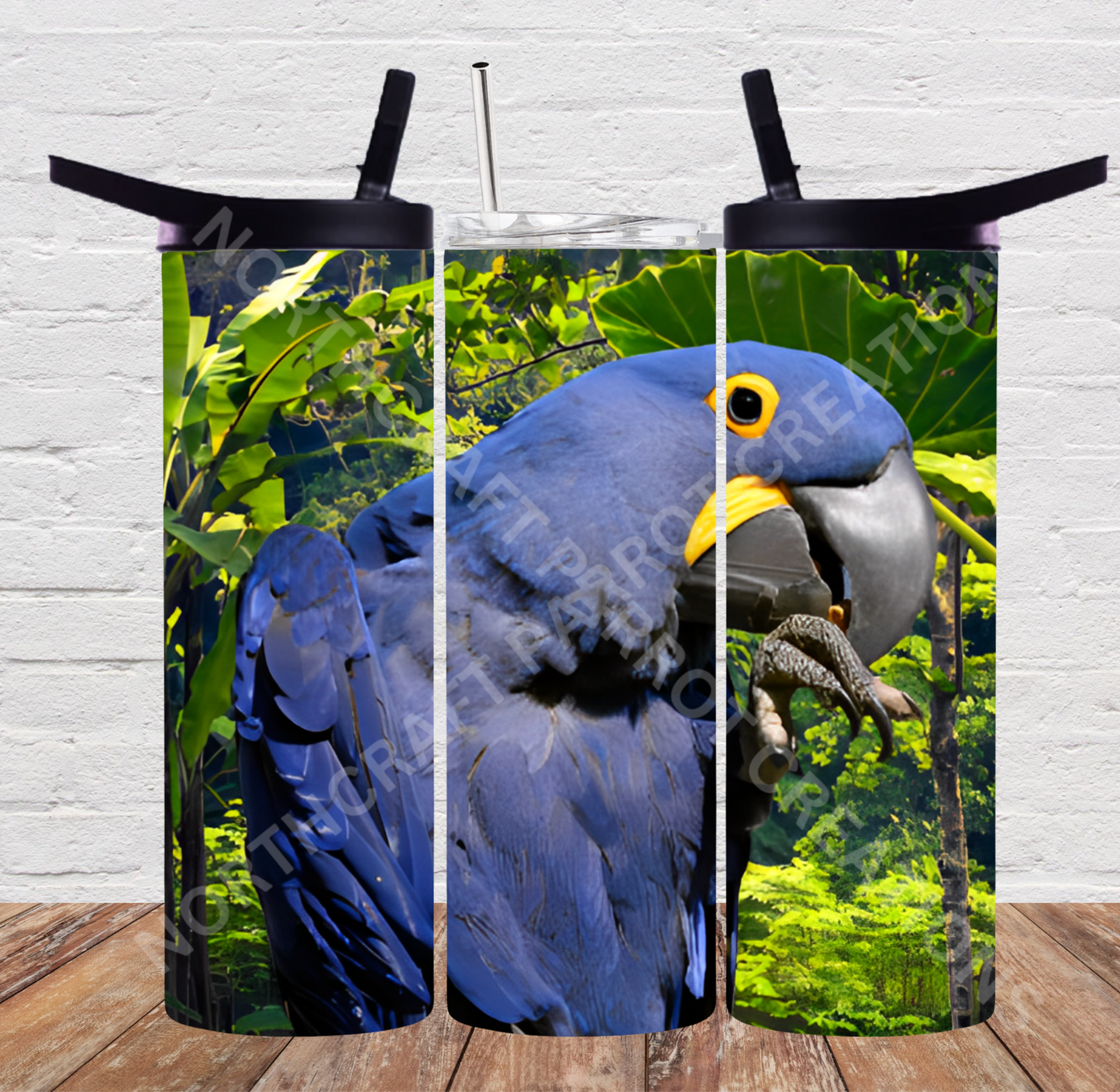 Hyacinth Macaw with a Rainforest Background 20oz or 30oz Tumbler
