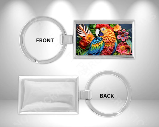 Hybrid Macaw in Paper Style Image Rectangle Metal Keychain