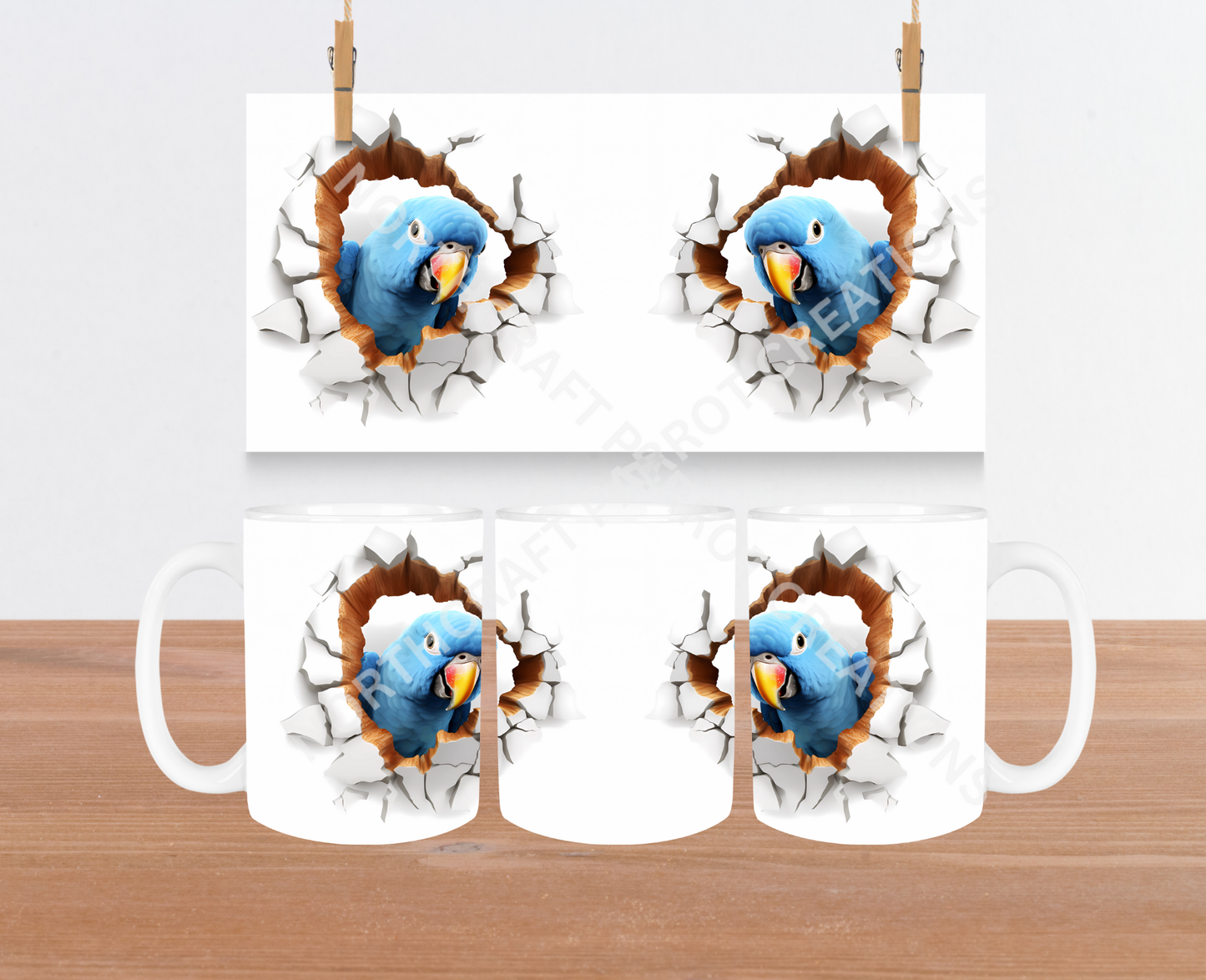 Indian Ringneck (Blue) Hole in Wall 15oz Ceramic Mug