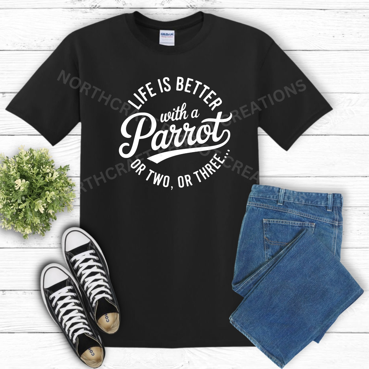 "Life is Better with a Parrot or Two or Three" 100% Cotton Parrot Shirt