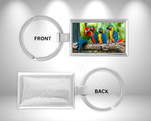 Macaw Flock on a Branch  Rectangle Metal Keychain