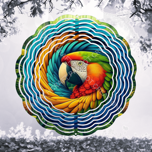 Macaw Feather Swirl 8" or 10" Wind Spinner