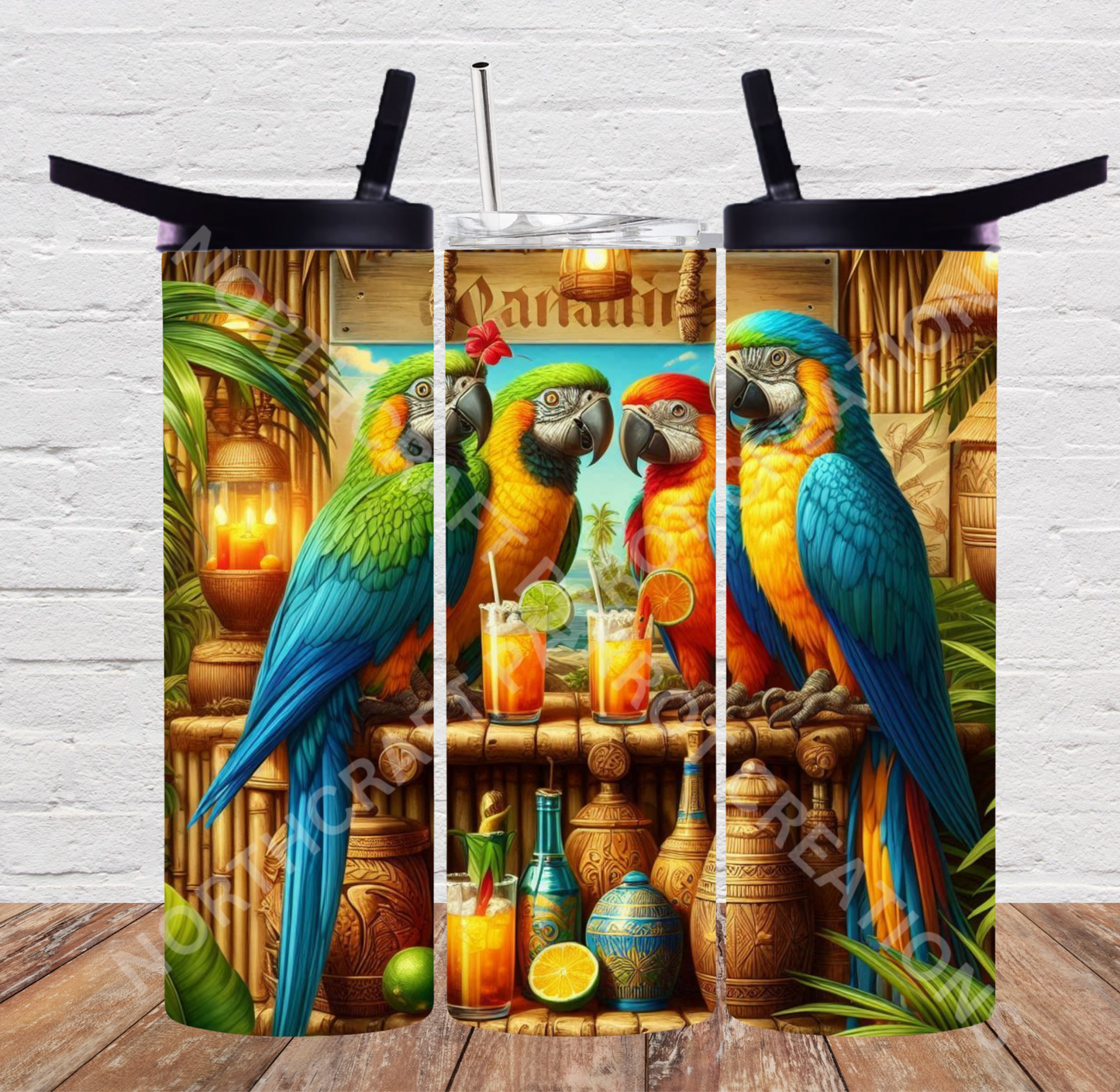 Macaws at a Tiki Bar 20oz or 30oz Tumbler
