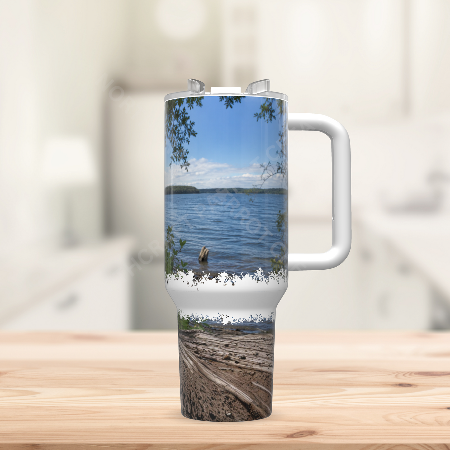 Moluccan Cockatoo Beside a Lake 40oz Stainless Steel Parrot Tumbler