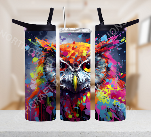 Owl Paint Splatter 20oz or 30oz Tumbler