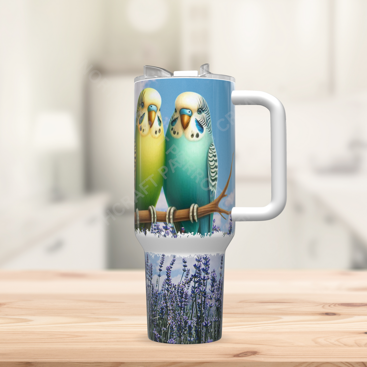 Parakeets on a Branch in Sky 40oz Stainless Steel Tumbler