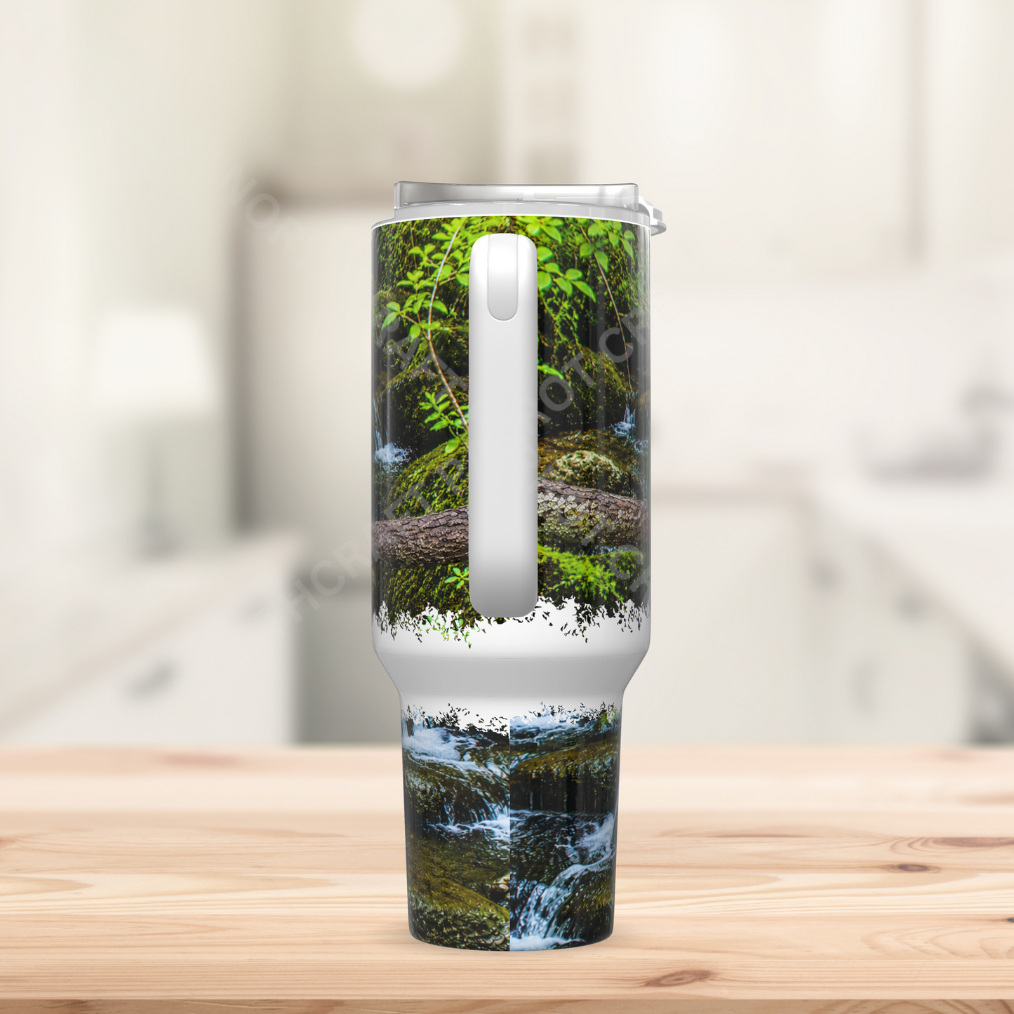 Parrotlet Flock on a Branch Above a Stream 40oz Stainless Steel Parrot Tumbler