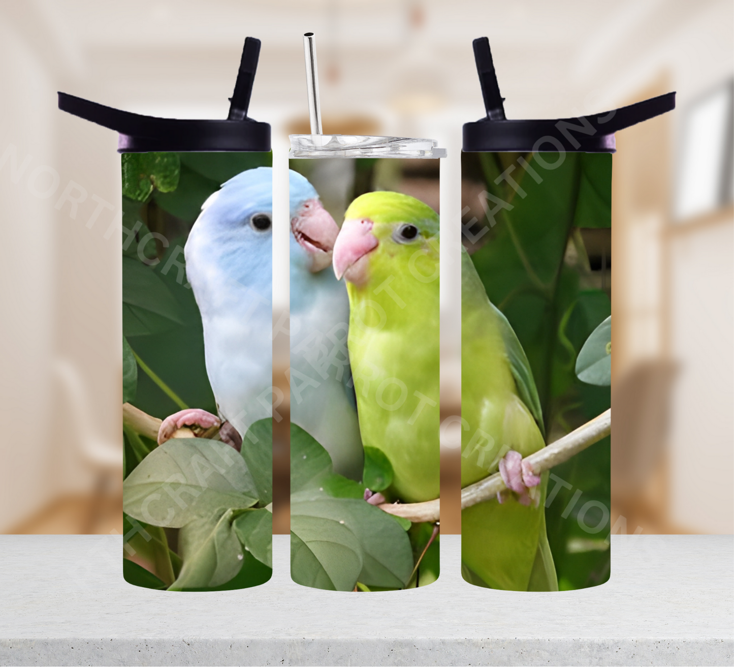 Parrotlet Pair Green and Blue 20oz or 30oz Tumbler